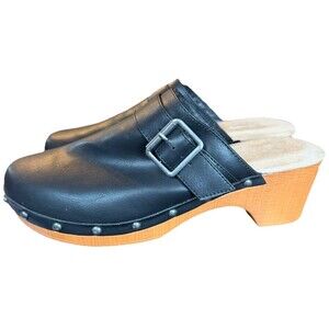 Mia Women's Heeled Clog Black Size 8 Studded Details Slip On Nearly New